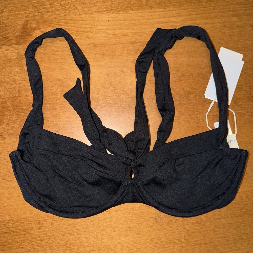 NEW L* Space Women's Coast To Coast Bikini Top Size LARGE Black‎ $119 TOP ONLY